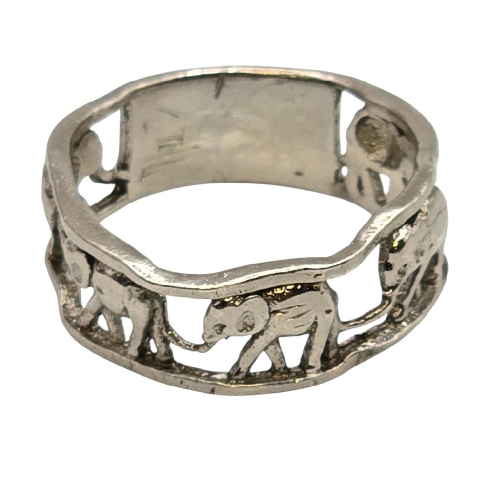 Small Ring Elephant Sterling Silver 925 Size 4 Xtra Small Little Finger SKU 2800